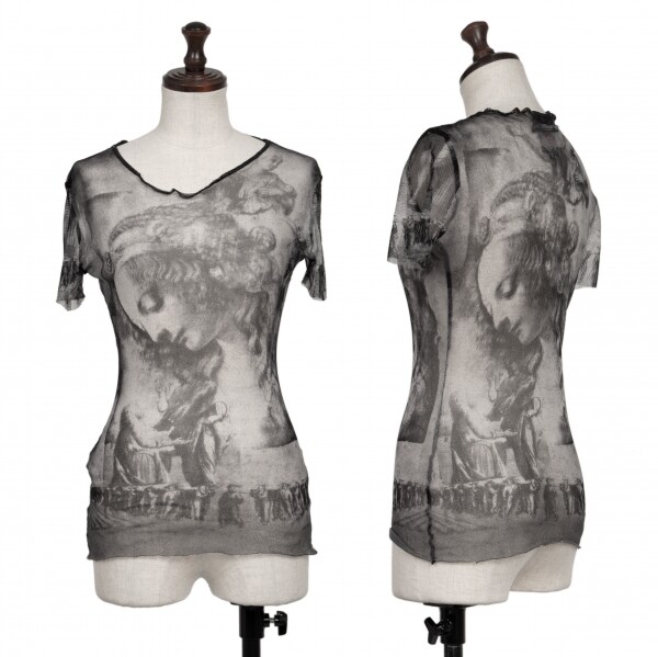 Jean Paul GAULTIER CLASSIQUE Maria Printed Mesh T-shirt Size