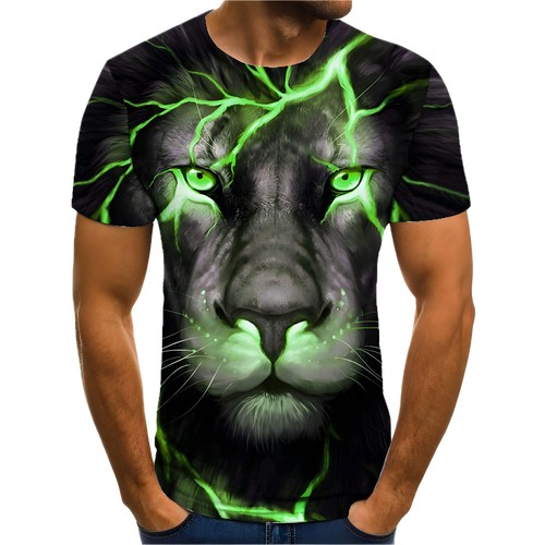 3D Printed Cartoon Lion Short Sleeve T-Shirt for Men and Women, Loose Fit Casual - Picture 20 of 26