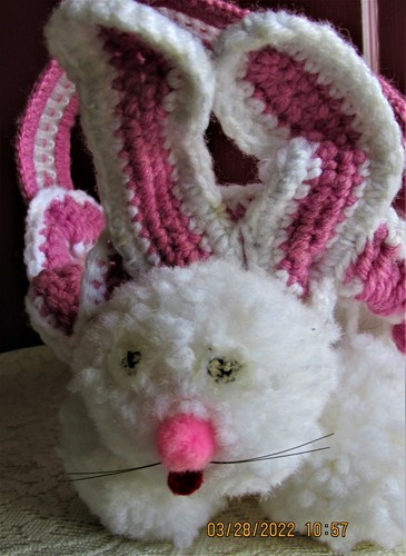 Homemade Easter or Spring Bunny Rabbit Crochet Easter Basket - Picture 2 of 12