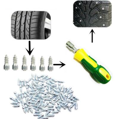 100X Off Road Tire Tread Stud Anti-Slip Wheel Ice Nails + Tool for Car Truck ATV