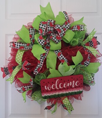 ''Watermelon'' wreath for front door spring- Handmade