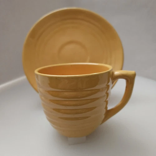Vintage Bauer Ringware Yellow  Coffee Cup & Saucer