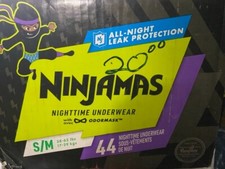 Pampers NINJAMAS Nighttime Underwear with/avec odermask 44 count S/M - 38-65 LBS