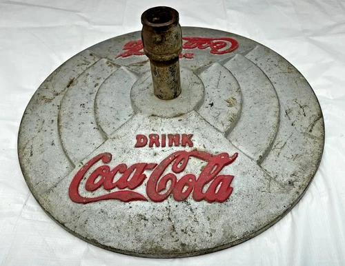 Drink Coca-Cola Cast Iron Sign Base Embossed Vintage Lollipop Coke Stand Display