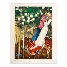Marc Chagall (1887-1985), "Les Trois Cierges" Limited Edition Lithograph with Le