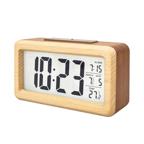 Wooden Digital Battery Operated Alarm Clocks for Bedrooms, Beside, Table, Desk