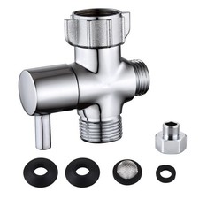 Brass Bidet 3 Way T Adapter Valve Shut Off Tee Connector 7/8x7/8xG1/2 Chrome