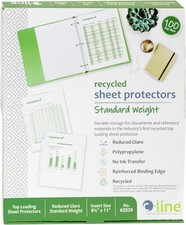 Recycled Polypropylene Sheet Protectors, Reduced Glare, 2", 11 x 8.5, 100/Box