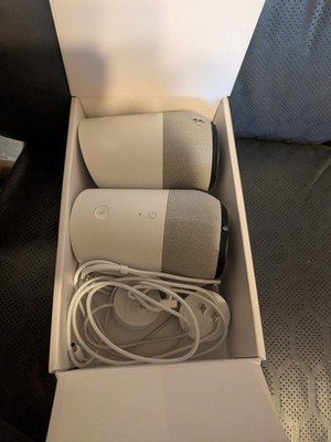 (2) Google Home Gen 1 Smart Speakers Chalk/White Model A4R   Read