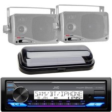 JVC KD-X38MBS 1 DIN Bluetooth USB LED Stereo Receiver, 2x 3.5" Speakers, Cover