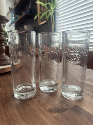 Set of 3 Jack Daniel's Whiskey Highball Glasses Snowflakes (2) Apple (1)