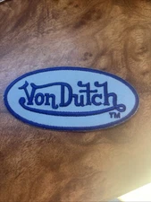 Von Dutch patch Rare Iron On 4” Hat Retro Logo Light Blue