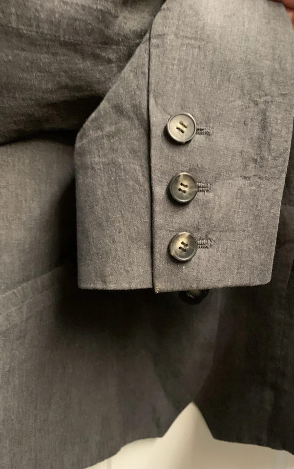 Chaqueta Blazer All Saints Talla 8 Gris Spitalfields Algodón Lino Mezcla Gris Foto 3 de 4