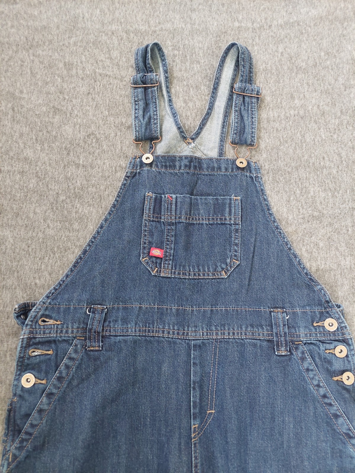 Dickies Mens Denim Bib Overalls Indigo Blue Workwear Small 3