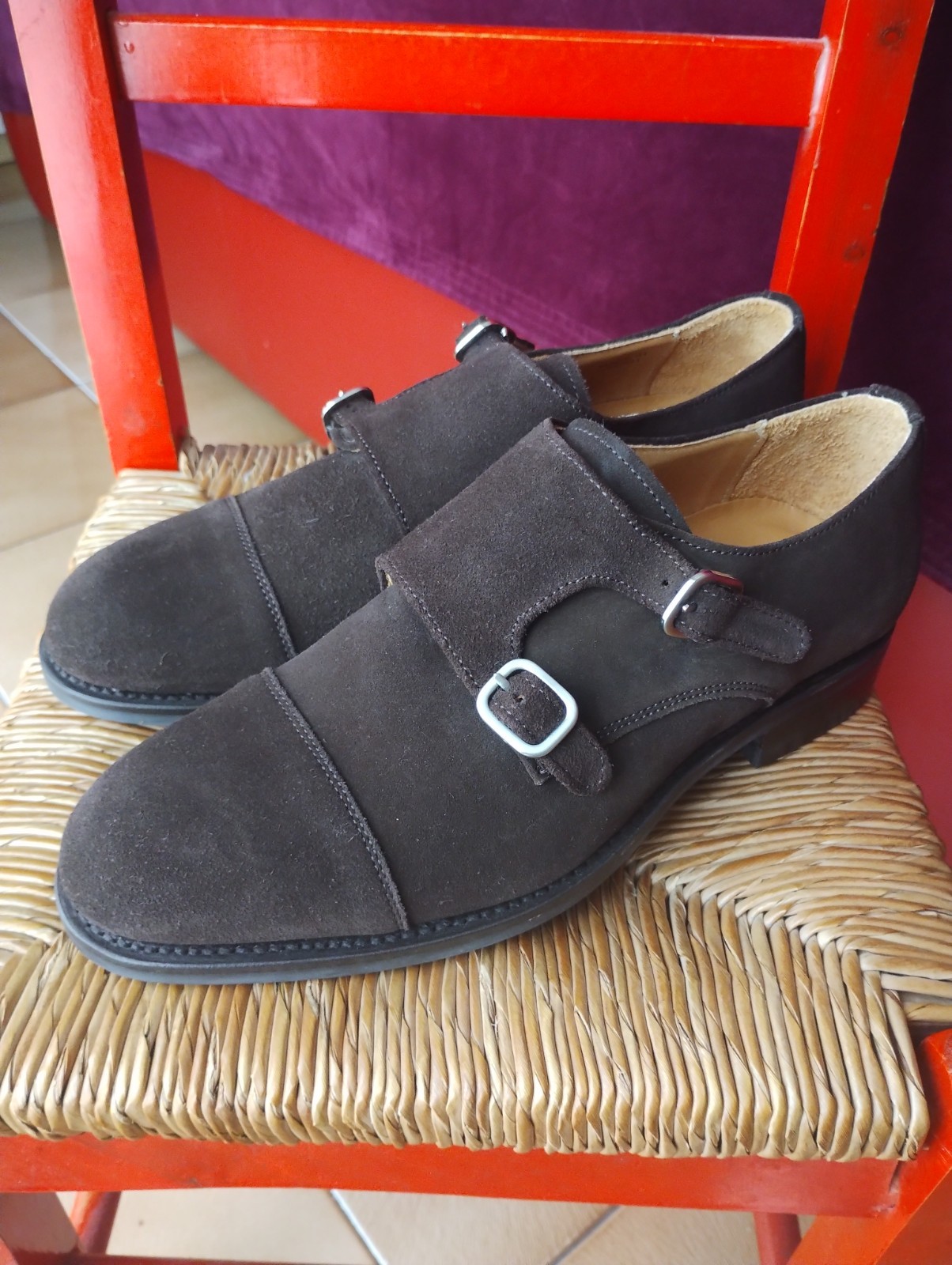 SAOLA Berwick Monk Straps Size 6 Suede + Dainite Sole Goodyear Welted NEW!!!