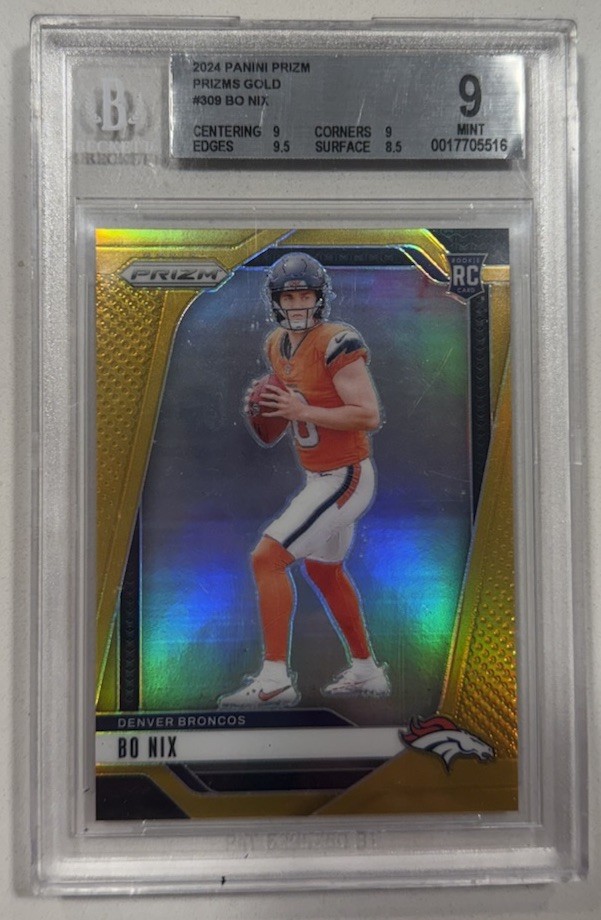 2024 Panini Prizm Bo Nix Gold Prizm Rookie /10 BGS 9 #309
