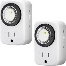 2 Pack 24 Hour Mechanical Outlet Timer Indoor Light Timer 30 Min Interval