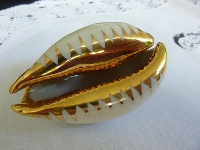 CAPODIMONTE, PORZELLAN-MUSCHEL, C. VILLERI, CVS, 24 KARAT GOLD, SAMMLERSTÜCK