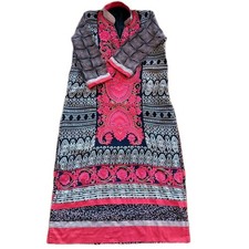 Indian Pakistan Kurta Tunic Dress Embroidered Hand Sewing Red Black,Medium