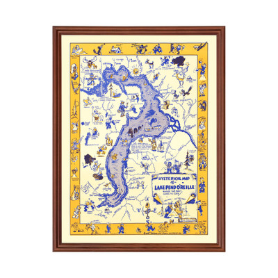 Old Map of Lake Pend O'Reille, ID 1944 - Vintage Lake Pend O