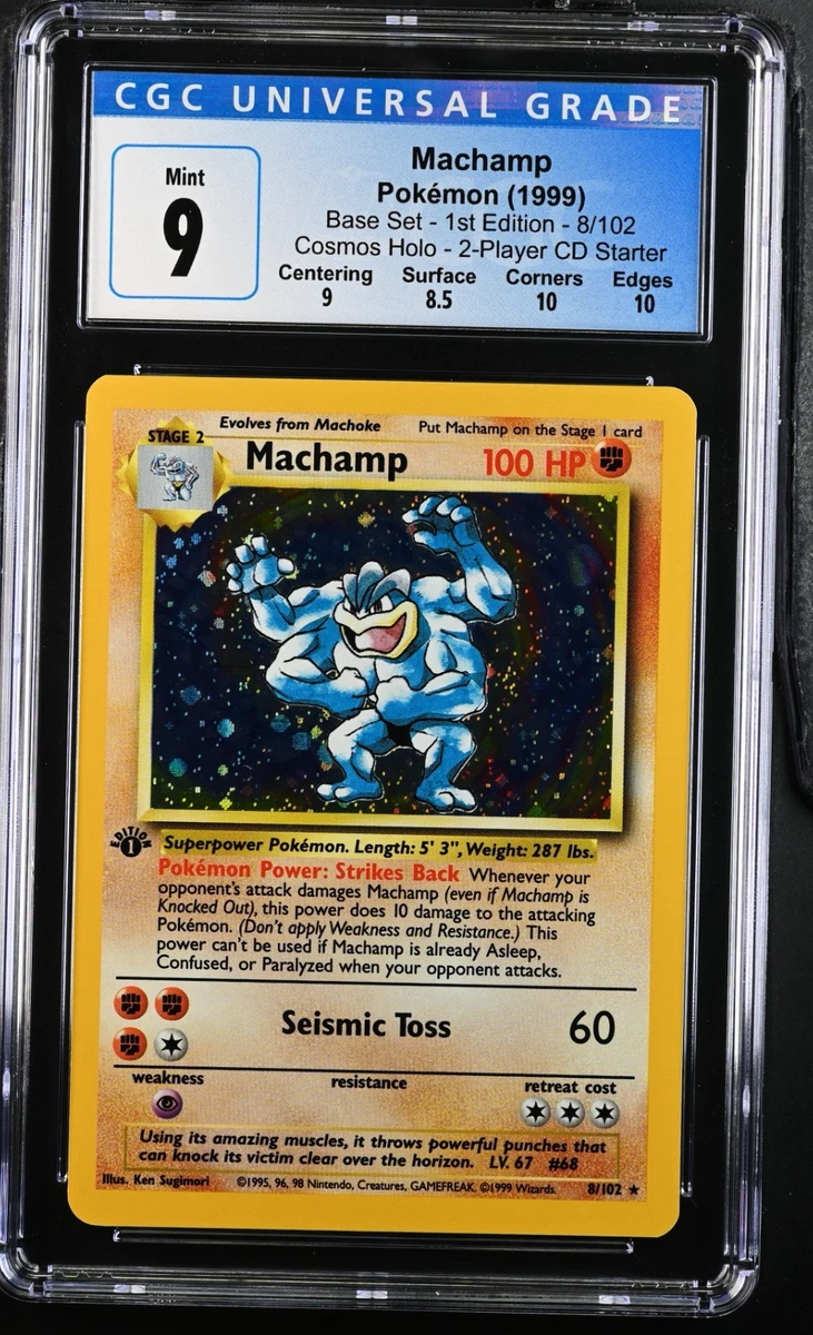 Pokémon TCG Base Set Machamp Grade 9 Individual Collectible Card