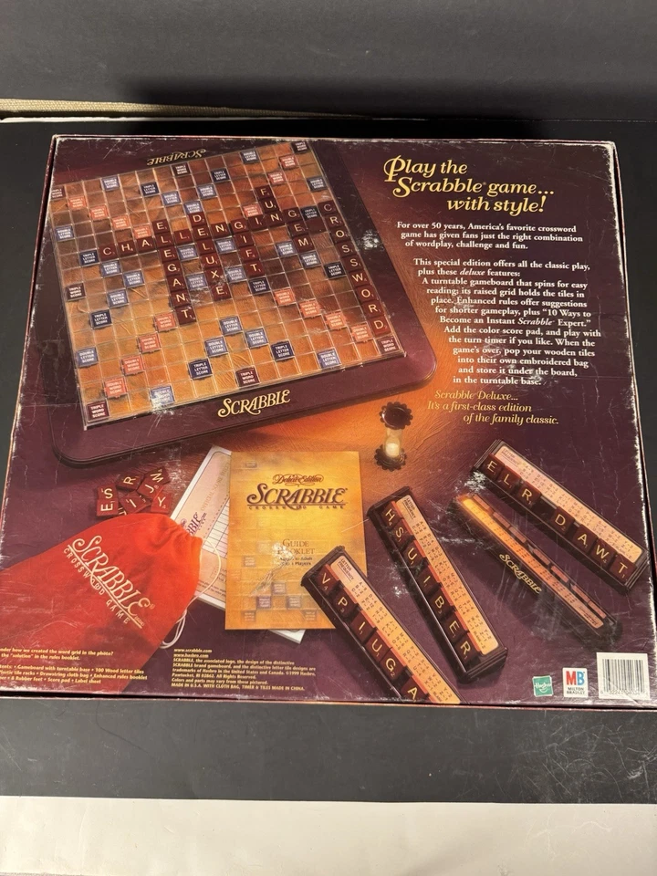 VINTAGE Scrabble Deluxe Edition COMPLETE Milton Bradley 1999 Crossword Word Game - Image 3 of 4