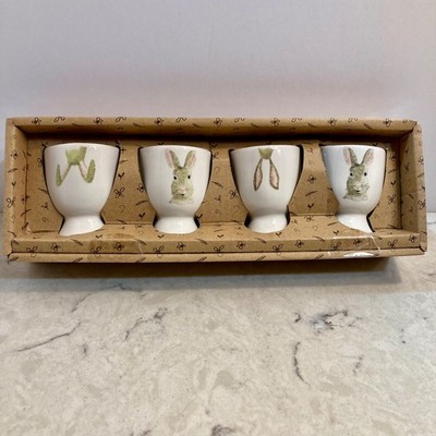 Rae Dunn Easter Egg Holder Cups Easter Bunny Rabbit Ears Spring Set of 4 In Box