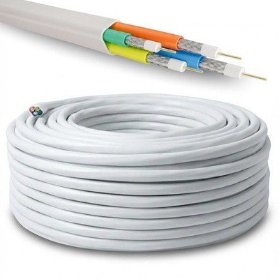 25m Quattro Kabel Quad Koaxial 4-Fach 4in1 SAT Antennenkabel Koax Digital UHD