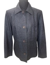 Harv  Benard Womens Office Charcoal Gray Wool Blazer Jacket Sz 10 Classic