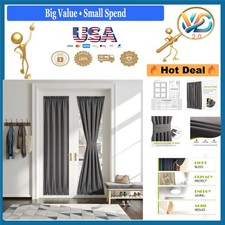 Grey Blackout Door Curtain 25x72 Inch Room Darkening Thermal Insulated Panel