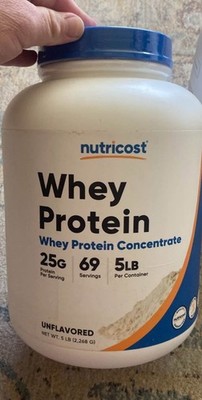 Nutricost Whey Protein Isolate Unflavored Powder 5lb 30g 65 Servings Keto