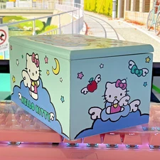 2024 Sanrio Hello Kitty Angel Jewelry Box Blue Wood Mirror Lined 7"x4.5"x4"
