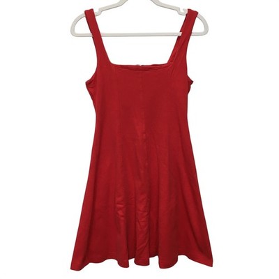 Mavi Skater Dress Womens Small Red Square Neck Cotton Mini Sleeveless