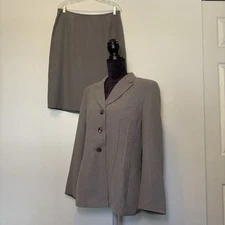 Le Suit Women Skirt Suit Size 14 Gray 2 Piece Business Office Career Set Pencil