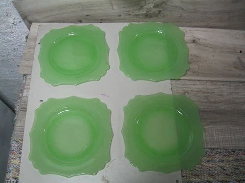 Set of 4 jadeite depression glass plates