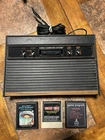 Vintage Atari 2600 4-Switch Woodgrain Console Bundle - 3 Games -For Parts/Repair