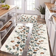 Natural Leaf Pattern Flannel Mat Set, -S
