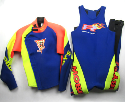 Women's Mobbys Rodeo / Fire & Ice 2 Pc Wetsuit Neon Green Blue Sz M Vtg 80s 90s