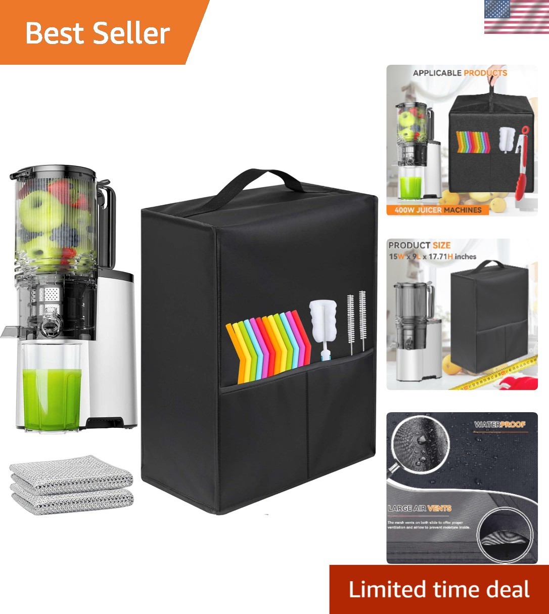 Juicer Cover Waterproof Dustproof Fits 9 x 15 x 17.71 Inch Kitchen Juicer