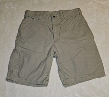 Vintage Carhartt B147 Tan Carpenter Work Shorts Size 36 Leather Patch Blemish
