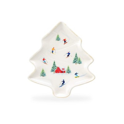 Grace Teaware Winter Ski Slope Tree Shape 7'' Tray