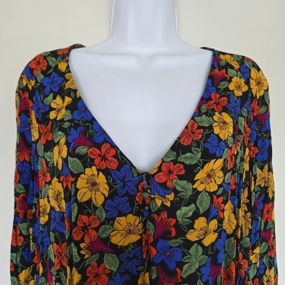 Mango Floral Blouse Top Sz S 90s Inspired Boho Romantic Relaxed Business Casual image 3
