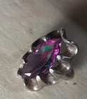 ANTIQUE 1950'S JOE ESPOSITO DECO STYLE STERLING WITH GOLD AMETHYST RING