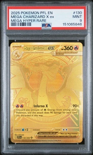 2025 POKEMON PFL EN-PHANTASMAL FLAMES MEGA HYPER RARE MEGA CHARIZARD X EX PSA 9