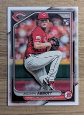 2024 Bowman Andrew Abbott #70 Cincinnati Reds Rookie Card. rookie card picture