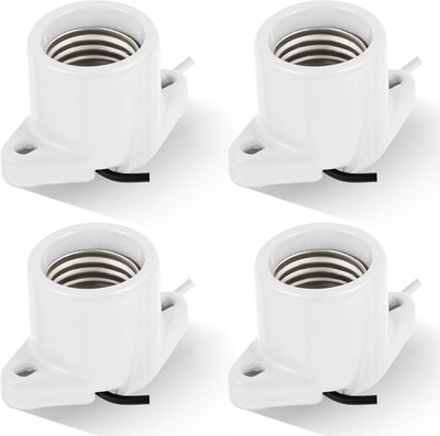 4 Pcs E26 Light Socket Porcelain Lamp Holder Keyless Threaded Base Flange Mount