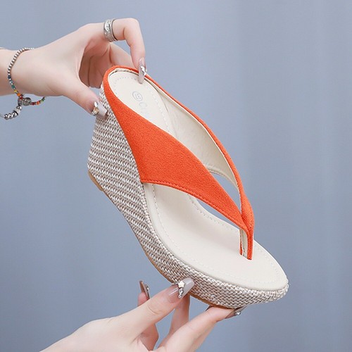 Womens Summer Thongs Slippers Wedge Heel Sandals Platform Flip Flops Beach Shoes - Picture 31 of 32
