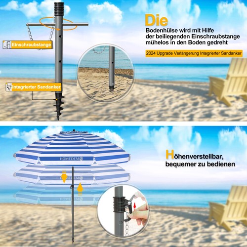 2025 Sonnenschirme Balkonschirm Rund UV50+ Strandschirm Gartenschirm Eindrehen - Bild 38 von 174