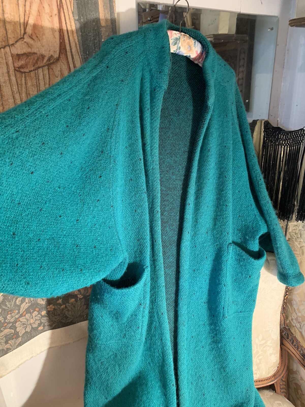 Jersey Masters Emerald Green Flecked Edge To Edge Vintage Coat