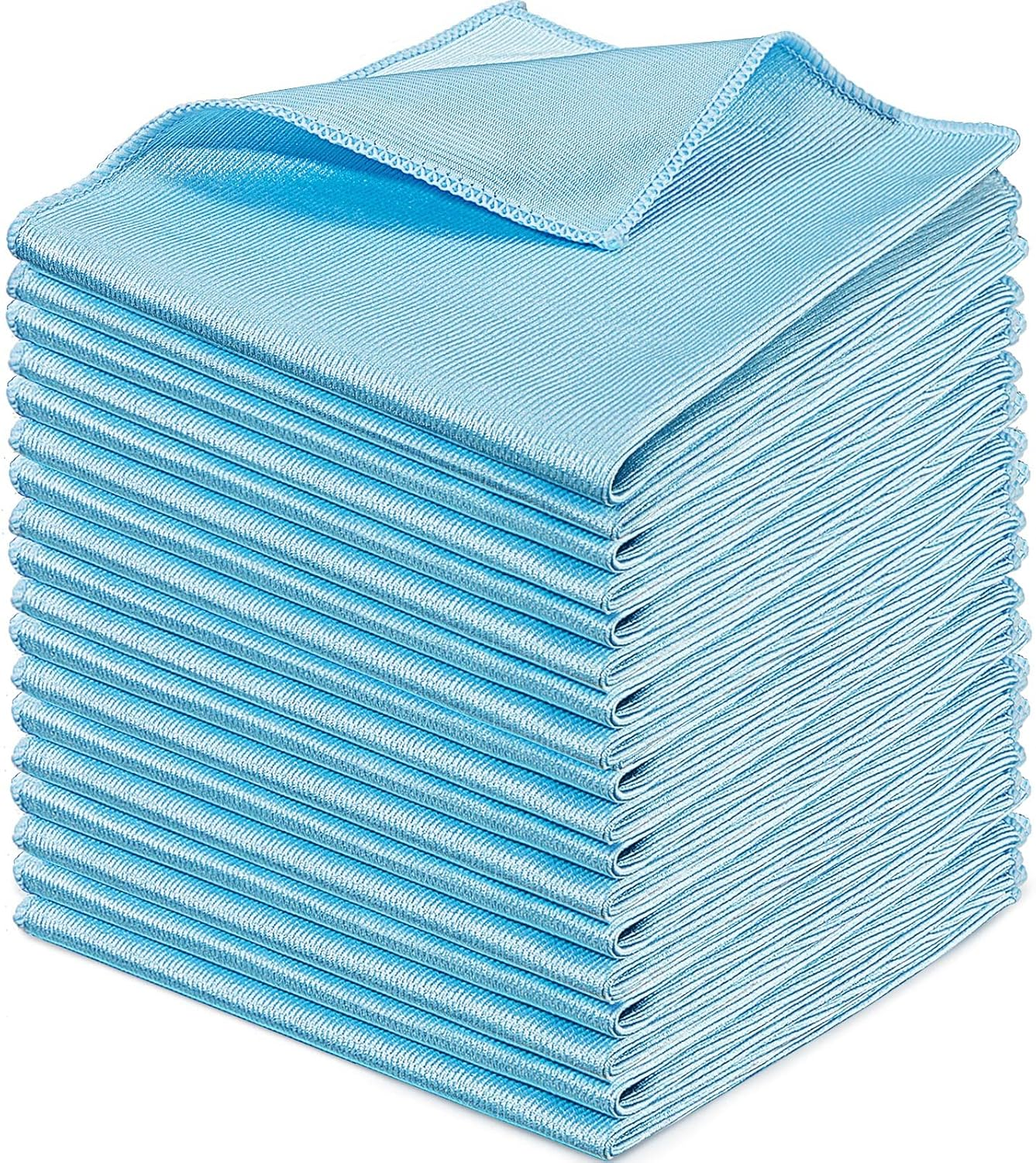 18-Pack 16x16 Microfiber Cleaning Cloths for Glass & Polishing